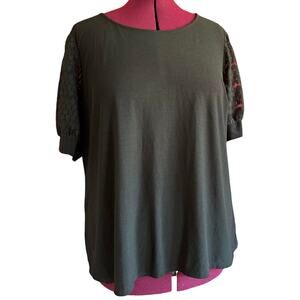 Womens Tops Size 2x Black Lace Sleeve Soft Goth Professional Business Casual